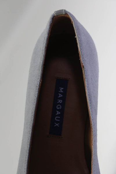 Margaux Womens Slip On Round Toe Classic Ballet Flats Slate Gray Suede 34.5