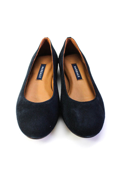 Margaux Womens Slip On Round Toe Classic Ballet Flats Midnight Suede Size 34M