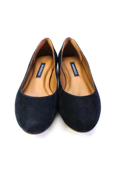 Margaux Womens Slip On Round Toe Classic Ballet Flats Midnight Suede Size 34.5W