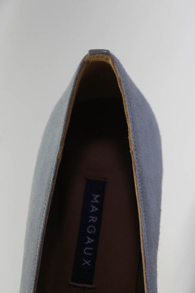 Margaux Womens Slip On Round Toe Classic Ballet Flats Slate Blue Suede 34.5M