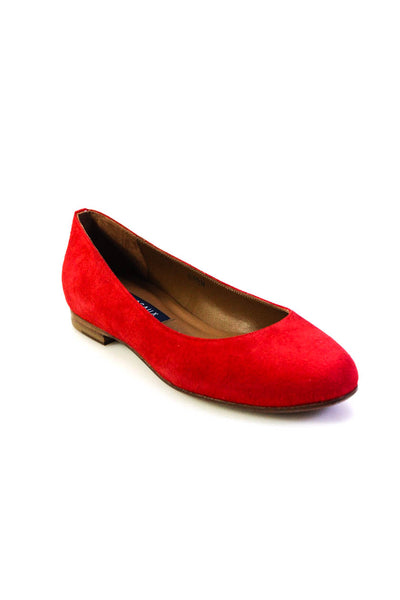 Margaux Womens Slip On Round Toe Classic Ballet Flats Poppy Red Suede Size 34.5N