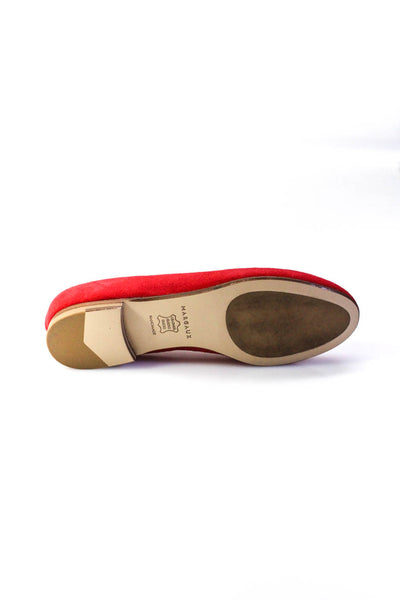 Margaux Womens Slip On Round Toe Classic Ballet Flats Poppy Red Suede Size 34.5N