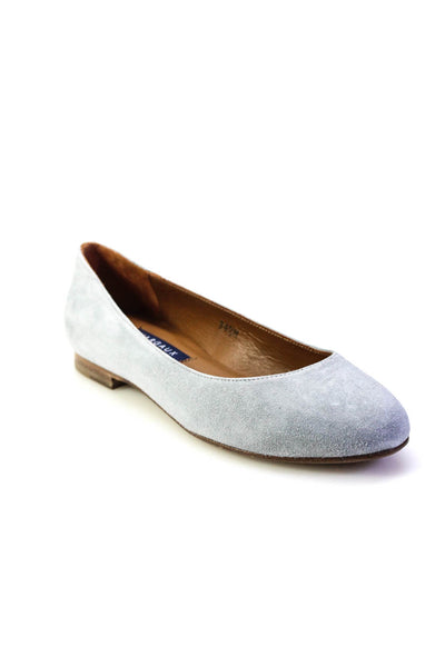 Margaux Womens Slip On Round Toe Classic Ballet Flats Slate Gray Suede 34.5M