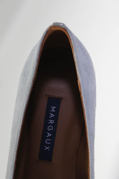 Margaux Womens Slip On Round Toe Classic Ballet Flats Slate Gray Suede 34.5M