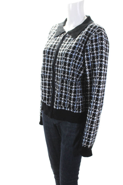 Rachel Zoe Womens Black Houndstooth Collar Zip Long Sleeve Jacket Size XL