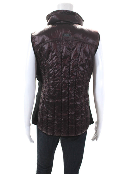 Calvin Klein Womens Maroon Mock Neck Full Zip Sleeveless Vest Jacket Size XL