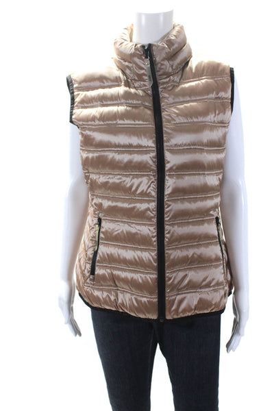 Marc New York Womens Metallic Pink Mock Neck Full Zip Vest Jacket Size XL