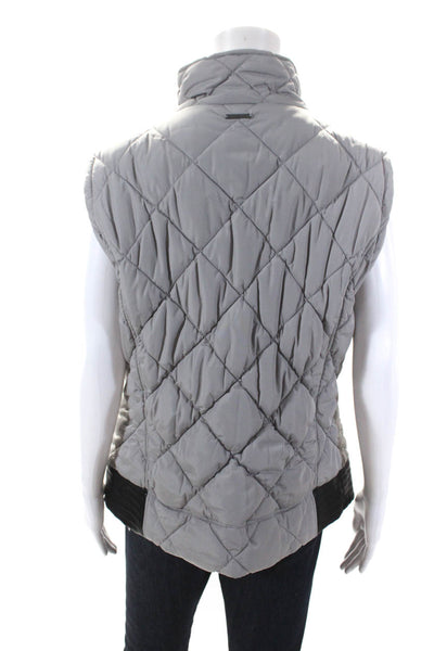 Marc New York Womens Gray Mock Neck Quilted Zip Sleeveless Vest Jacket Size XL