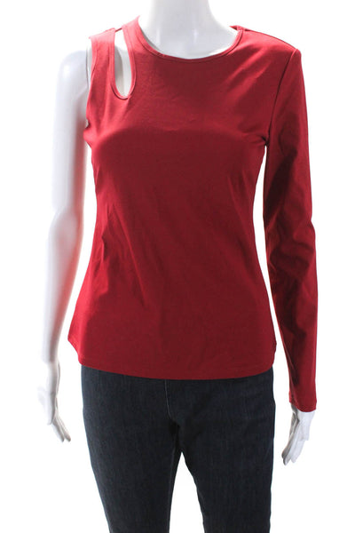 BCBG Max Azria Womens Jersey Knit One Sleeve Cut Away Blouse Top Red Size XS