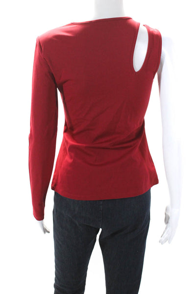 BCBG Max Azria Womens Jersey Knit One Sleeve Cut Away Blouse Top Red Size XS