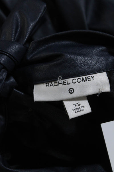 Rachel Comey x Target Womens Vegan Leather Button Up Blouse Top Navy Size XS