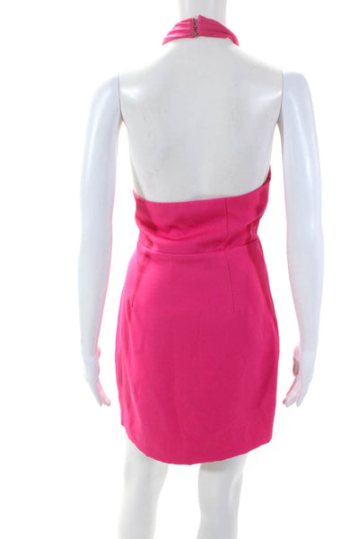 Do+Be Womens Crepe Key Hole Halter Zip Up Sheath Cocktail Dress Pink Size M
