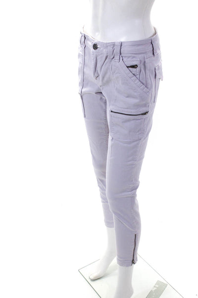 Joie Womens Denim Zipper Pockets High Rise Slim Cut Pants Lavender Size 6