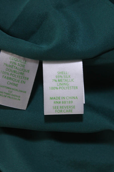 Lilly Pulitzer Womens Silk Chiffon Polka Dot V-Neck Tank Top Blouse Green Size L