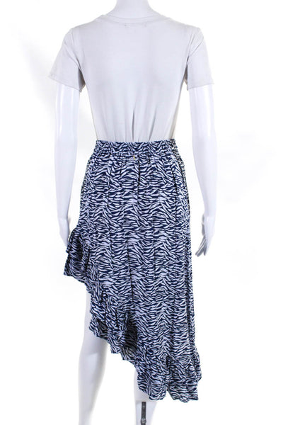 Beachgold Womens Ruffled Hem Elastic Waist Asymmetrical Skirt Navy Blue Size S