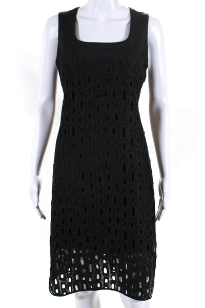 Elements Escada Womens Cut Out Sleeveless Midi Dress Black Cotton Size EUR 38