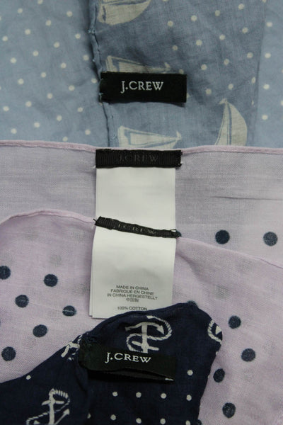 J Crew Womens Cotton Square Printed Scarves Purple Size OS Lot 4