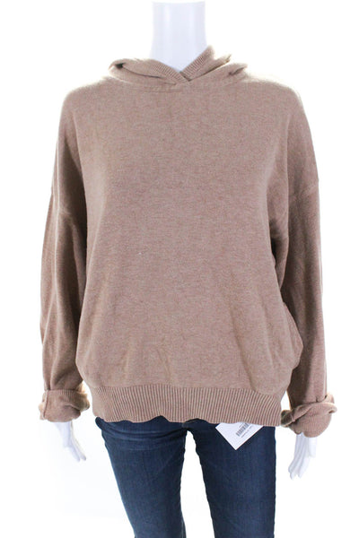 Skin Womens Pullover Long Sleeve Hoodie Sweatshirt Brown Cotton Size Medium