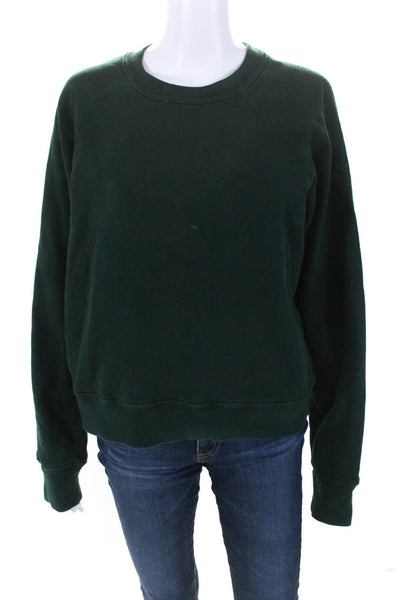 Re/Done Womens Pullover Long Sleeve Crew Neck Sweater Vintage Dark Moss Large