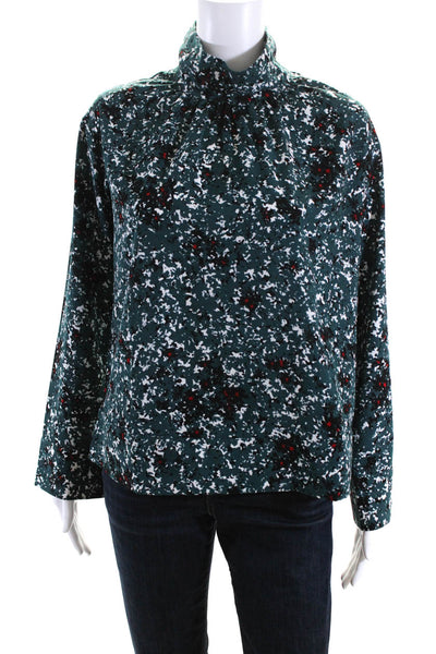 Elizabeth and James Womens Abstract Print Long Sleeve Blouse Top Green Size XS