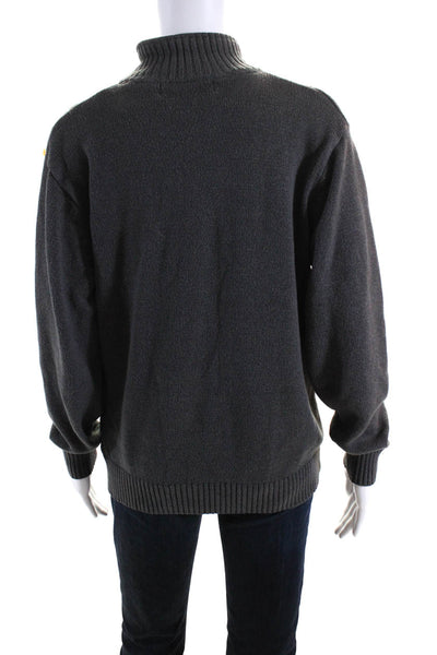 Oscar de la Renta Womens Cable-Knit Long Sleeve Mock Neck Sweater Gray Size M
