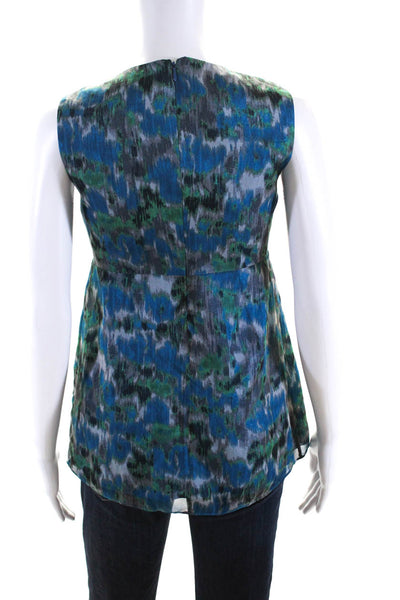 Cynthia Cynthia Steffe Womens Silk V Neck Abstract Print Blouse Blue Size 4