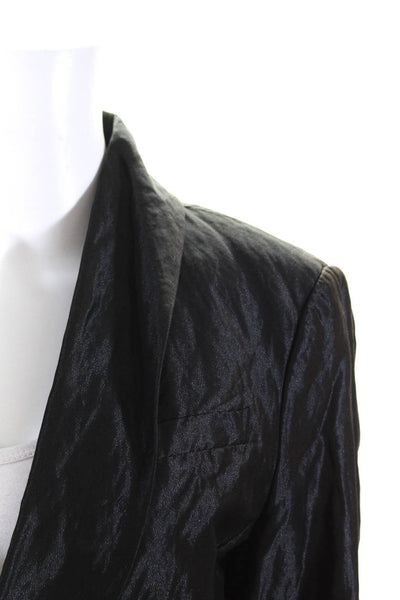 BCBGMAXAZRIA Womens Metallic Shawl Lapel Lined Blazer Jacket Black Size M