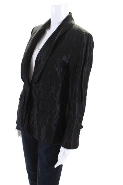 BCBGMAXAZRIA Womens Metallic Shawl Lapel Lined Blazer Jacket Black Size M