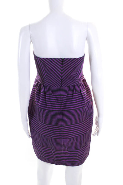 Shoshanna Womens Striped Sweetheart Mini Dress Purple Size 8