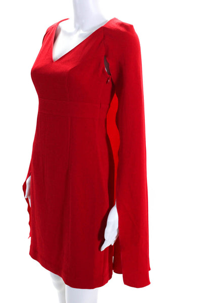 Trina Turk Women V Neck Cape Sleeve Sheath Dress Red Size 0