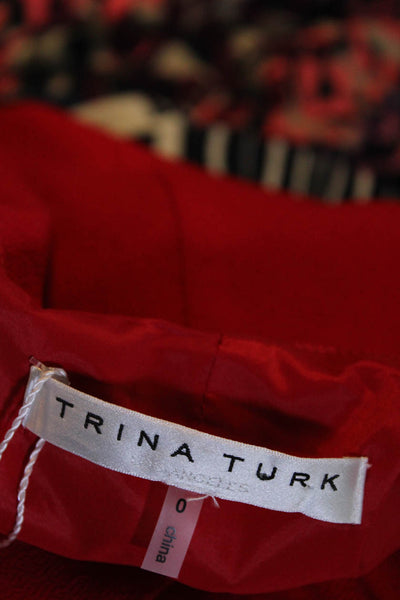 Trina Turk Women V Neck Cape Sleeve Sheath Dress Red Size 0