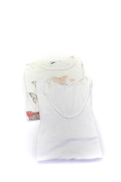 Wildfox Women's Crewneck Short Sleeves Basic Graphic T-Shirt White Size M Lot 2
