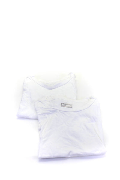 Current/Elliott Womens Round Neck Short Sleeves Basic T-Shirt White Size 0 Lot 2