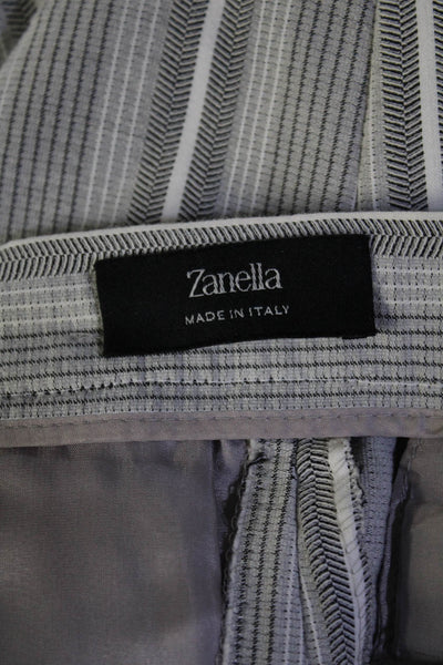 Zanella Womens Striped High Rise Straight Leg Pants Gray White Size Medium