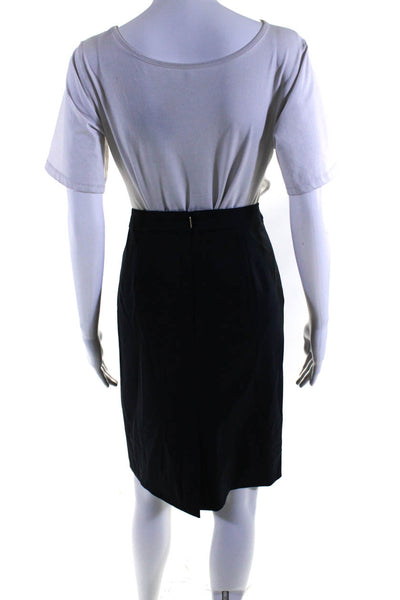 BOSS Womens High Rise Knee Length Villea Pencil Skirt Navy Blue Wool Size 8