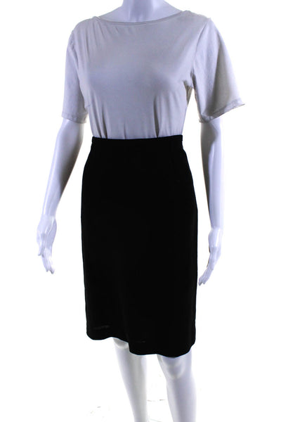 Armani Collezioni Womens Knee Length Back Slit Pencil Skirt Black Wool Size 8