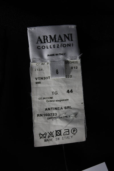 Armani Collezioni Womens Knee Length Back Slit Pencil Skirt Black Wool Size 8