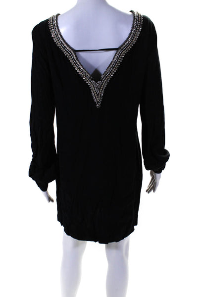 Twelfth Street by Cynthia Vincent Womens Beaded Neck Shift Dress Black Size S