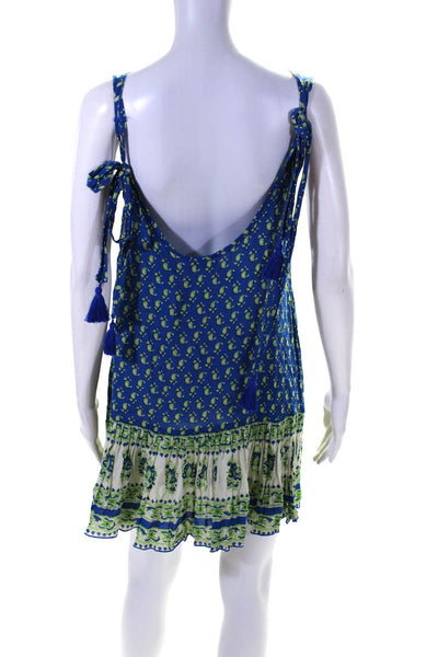 Faithfull The Brand Womens Paisley Print Sleeveless Mini Dress Blue Size S