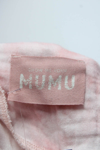 Show Me Your Mumu Womens Cotton Tie Dye V-Neck Sleeveless Romper Pink Size M