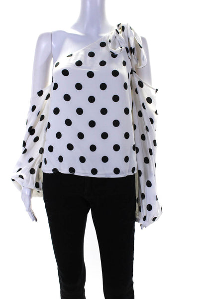 Lovers + Friends Womens Polka Dot Asymmetrical Pullover Blouse Top White Size M