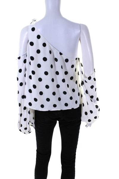 Lovers + Friends Womens Polka Dot Asymmetrical Pullover Blouse Top White Size M