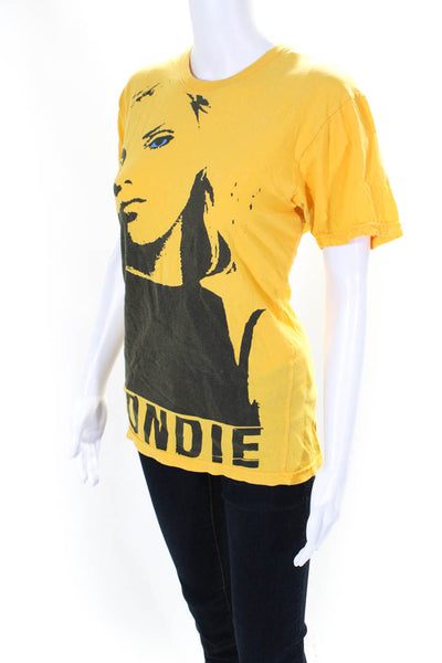 Marc Jacobs Womens Jersey Knit Music Graphic Tee T-Shirt Yellow Size M