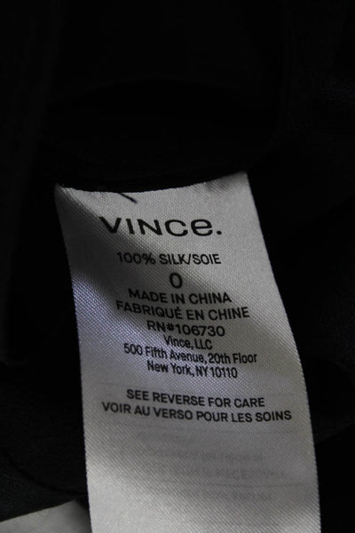 Vince Womens Silk Long Sleeve Button Down Blouse Black Size 0