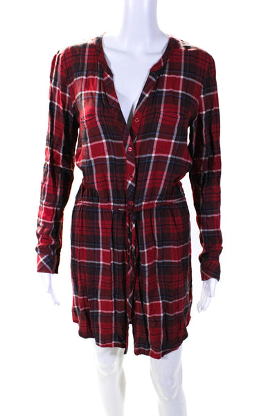 Soft Joie Womens Plaid Long Sleeved Buttoned Flannel Shirt Dress Red Size S