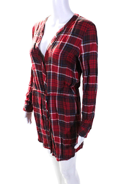 Soft Joie Womens Plaid Long Sleeved Buttoned Flannel Shirt Dress Red Size S