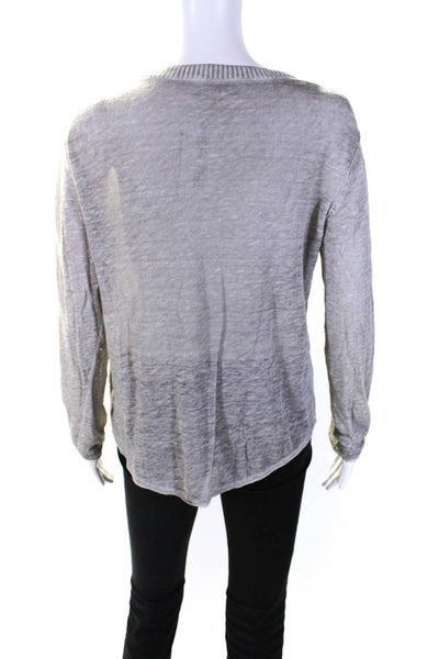 Feel the Piece Terre Jacobs Womens V Neck Long Sleeved Thin Shirt Gray Size O/S