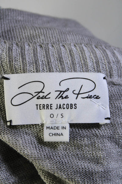 Feel the Piece Terre Jacobs Womens V Neck Long Sleeved Thin Shirt Gray Size O/S