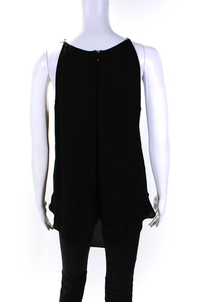 Theory Womens 100% Silk Sleeveless Layered Round Neck Tank Blouse Black Size S