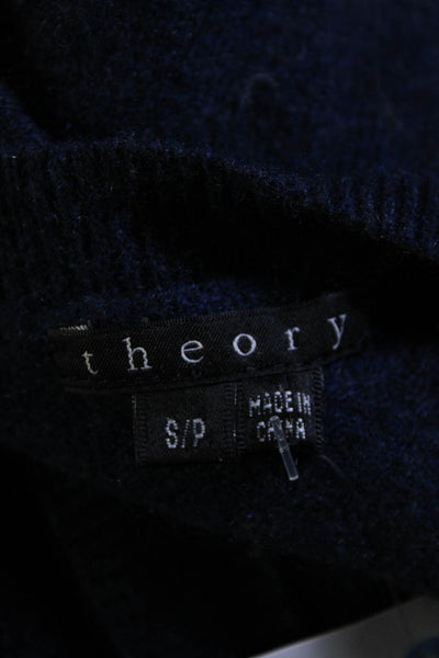 Theory Womens 100% Cashmere V Neck Side Split Pullover Sweater Navy Blue Size S